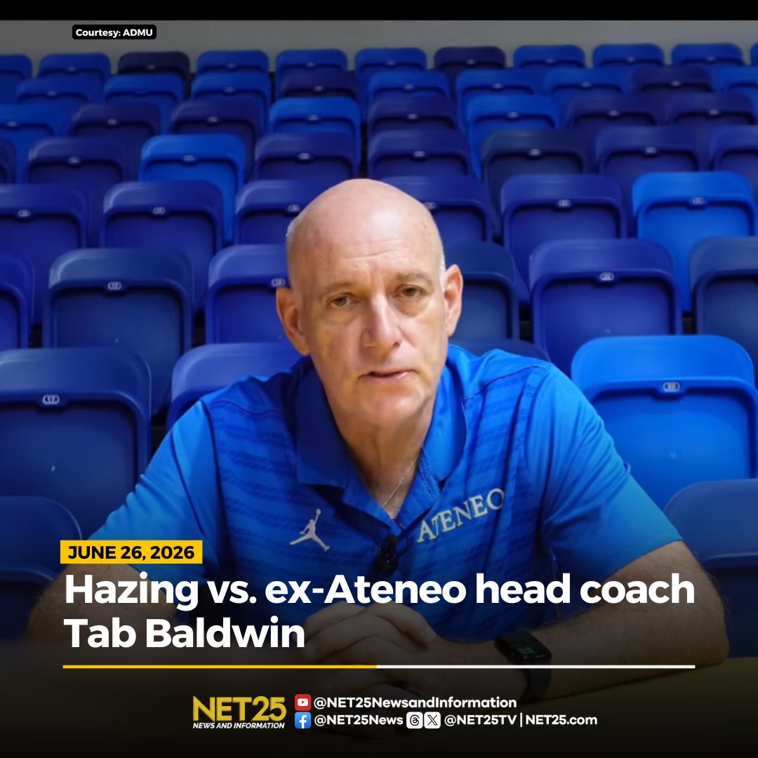 NET25TV's tweet photo. Inirekomenda na ng DILG sa DOJ na sampahan ng kasong Anti-Hazing Act sina ex-Ateneo head coach Tab Baldwin at sampung iba pa dahil sa pagkamatay nina Rene Baterbonia at Divine Adili.

Kabilang dito sina:
- Grant Dearns, strength and conditioning coach
- Caesar Vincent Javellana Elumba, strength and conditioning coach
- Dean Caesar B. Castaño, assistant coach
- Sandro Nicholas Romero Soriano, assistant coach
- Reynaldo C. Jacinto Jr., assistant coach
- Paolo Manuel Maceda Adevoso, student manager
- Andrew Lorenzo Bondoc Salud, student manager
- John Eric Quiambao Rueca, physical therapist
- Aris Ramos Pronce, utility/ball boy
- Joel Palmiano Rapa, utility/ball boy

Natuklasan sa imbestigasyon na isinailalim ang mga basketball-athletes sa matinding physical activities, punishment exercises, at sea-based training. Dahil dito, maaari umano itong ituring bilang hazing, ayon sa PNP-Criminal Investigation and Detection Group.

📷: ADMU

#NET25NewsandInformation #ADMU #Ateneo #ReneBaterbonia #DivineAdili