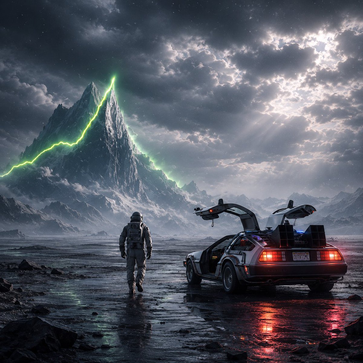 gmcryptoX1's tweet photo. Love the image. Chasing those green lines feels like the right mindset right now. 

DeLorean’s $DMC stands out because it combines the iconic car with actual Web3 tools like governance and staking instead of just another token. https://t.co/WHFHiKKIeb