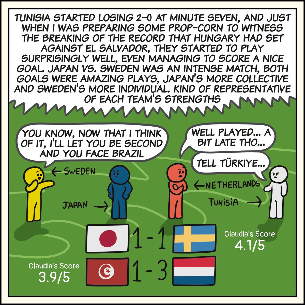 TheOGArgon's tweet photo. Claudia analyzes the FIFA world cup matches #16 #fifaworldcup #football #United26 #comics #webcomics https://t.co/XoJvbuZW9N