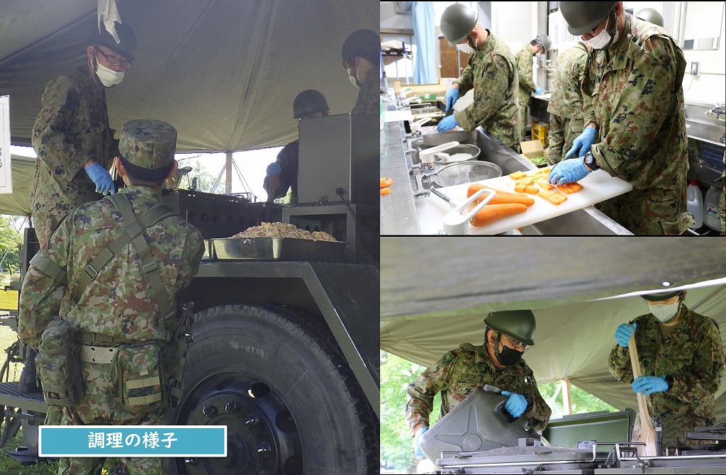 JGSDF_7EBn_pr's tweet photo. 【補給小隊���練検閲】
#第７施設大隊 は、補給小隊訓練検閲を実施したました。
資材の交付、各施設の開設、大隊隊員のための１００名以上の食事を調理し、小隊が一丸となり任務を完遂しました!!
( ^)o(^ )/
#陸上自衛隊
#第７師団 https://t.co/eCY0Gj2DKu