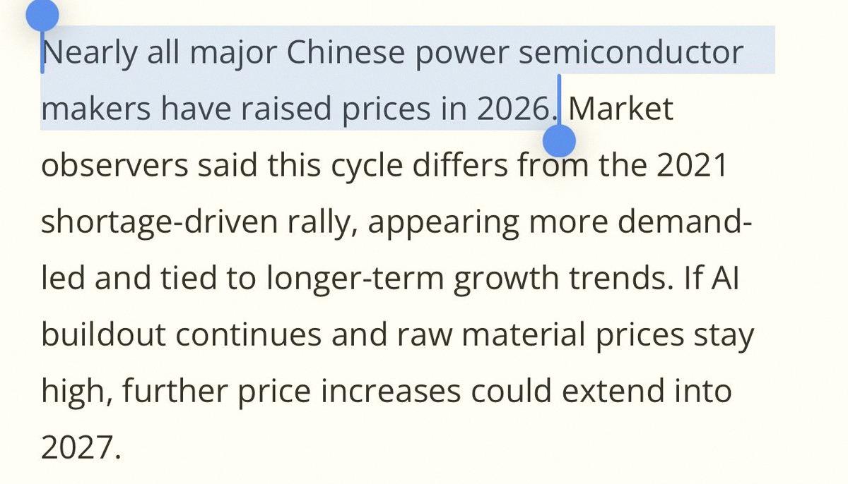 hBJ6iu1java7XK3's tweet photo. Looks like power semiconductors are already seeing price hikes. 🚀

That’s bullish for US power semi stocks like $AOSL and $POWI, especially before the big 800V DC shift.

China’s Yangjie just raised prices 10-15% across their whole lineup starting July 1. Others like CR M https://t.co/eQMsLjlIa6