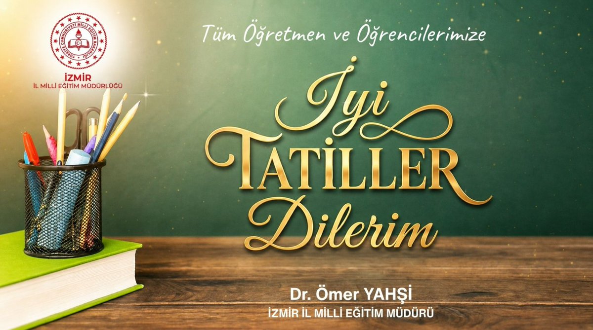 izmir_ilmem's tweet photo. ✨2025-2026 eğitim öğretim yılını başarıyla tamamladık.

✨Bir yıl boyunca emek veren tüm öğrencilerimize, fedakârca görev yapan öğretmenlerimize, eğitim yöneticilerimize ve her zaman destek olan velilerimize teşekkür ediyoruz.

✨Şimdi dinlenme, yenilenme ve yeni hedefler için enerji toplama zamanı...

✨Tüm eğitim ailemize sağlıklı, huzurlu ve mutlu bir yaz tatili diliyoruz.
@tcmeb @Yusuf__Tekin @drsuleymanelban @yahsiomer