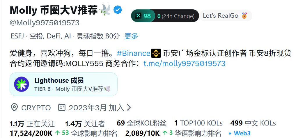 Molly 币圈大V推荐🕊️ ｜买美股上币安 tweet media
