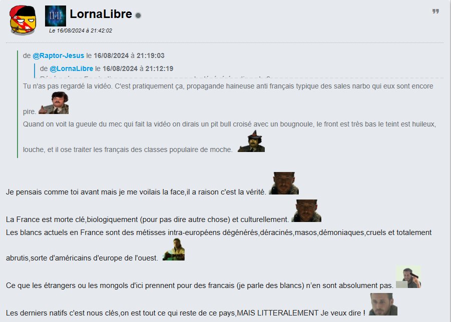EchoduSahara's tweet photo. @l3xutor @Merkallaa je pense sincérement que c'est des blancs, mais des blancs du fin fond de la campagne, fruit du french dream et de métissage intra européen degenerescent. Vous le dite vous meme dans des forums. Il faudra peut-être un jour traiter ce problème chez vous avec tout le respect. https://t.co/0txTxJQvNh