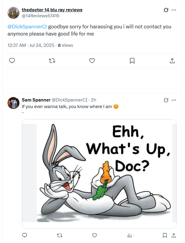 DickSpannerCI's tweet photo. @TwinBradDare @AndrewJonejamb Andrew still has me blocked, even though I've unblocked him as a gesture of goodwill. Perhaps he doesn't luv me anymore 😢

Can't really help or be there for him if he pushes me away. https://t.co/zFWsYMguJO