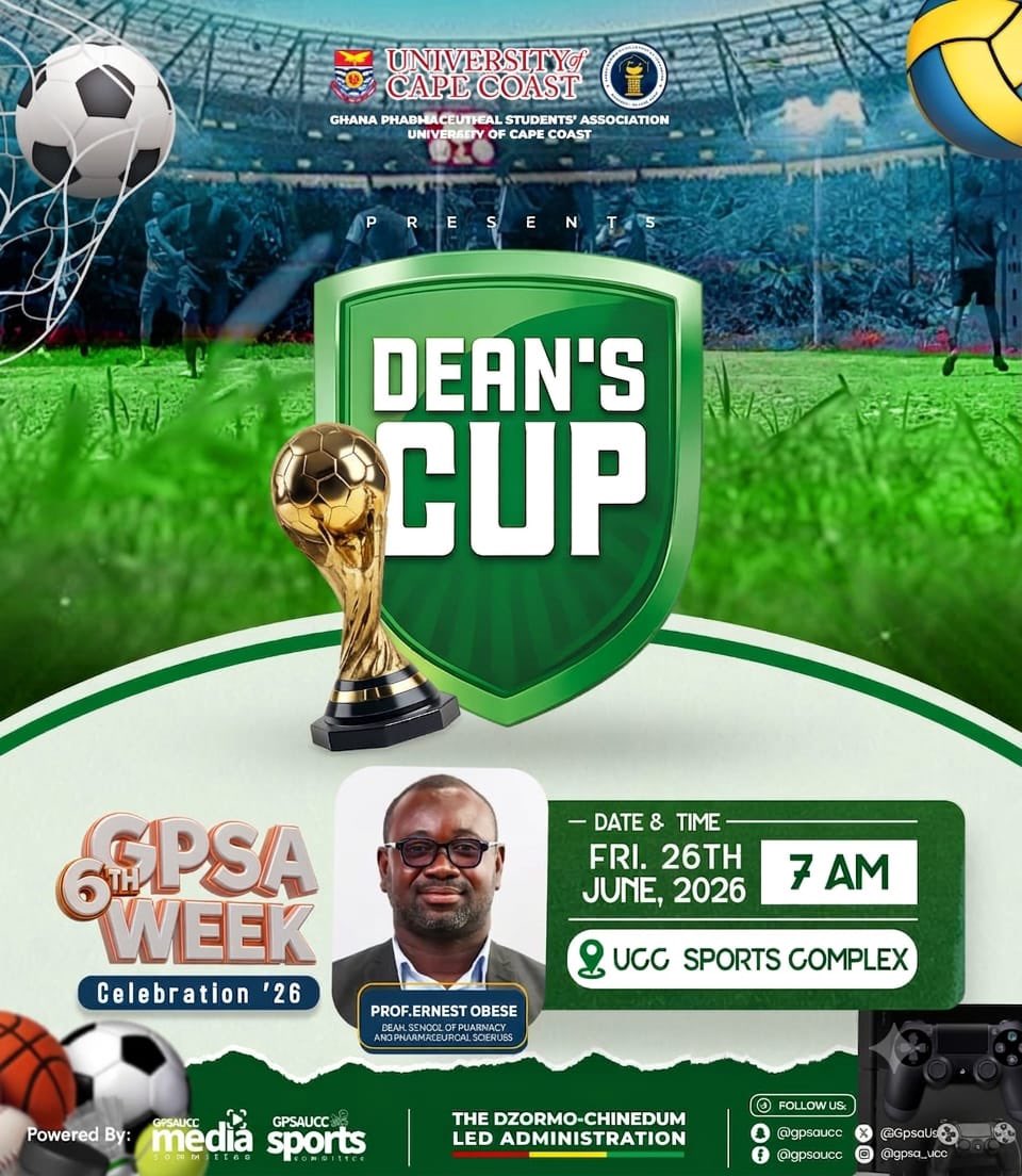 GpsaUcc's tweet photo. 🏆 It’s game day! 🔥

The GPSA-UCC Dean’s Cup 2026 is happening today. Bring your energy, wear your class colours, and come support your team as they battle for glory. ⚽🏀🎮

📍 UCC Sports Complex
⏰ 7:00 AM

Who’s taking home the trophy? 👀🏆

#GPSAUCCWeek2026 #DeansCup26 https://t.co/gfedzSvne4