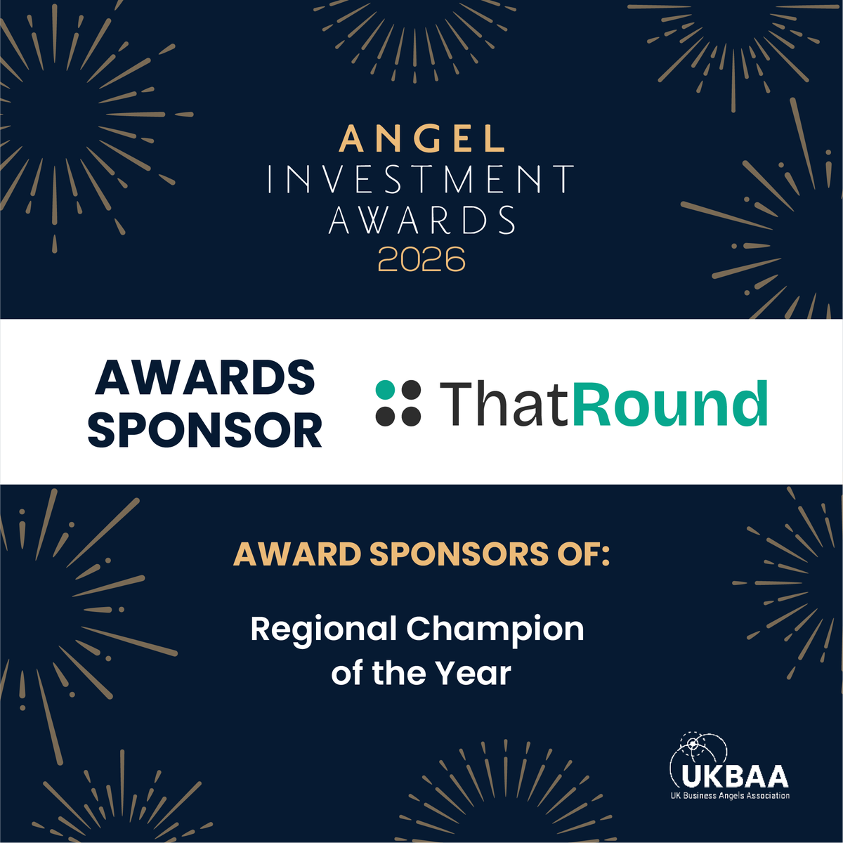 UKBAngels's tweet photo. 📢 We are thrilled to announce #ThatRound are sponsoring the Regional Champion of the Year award at this year's Angel Investment Awards!

📅 Thursday 9 July 2026
📍The Brewery, London

🎟️ Join the angel investment event of the year! https://t.co/I5RZdgieBl

#UKBAAAwards https://t.co/uL8S31JKSG