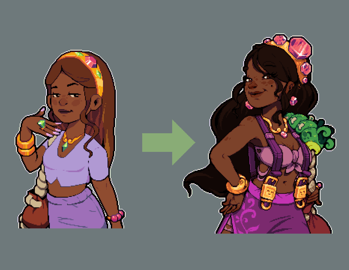 BEHEMUTT's tweet photo. Can we reveal a tiny secret? 👀

During our Discord community playtest, 18% of players picked Alicia as their least favorite character.

After her glow-up in the current Global Playtest? Only 8%.

Player feedback helped us make her shine - with better hair, a better outfit, and one extremely supportive caterpillar🐛✨

What do you think? Did the glow-up work?