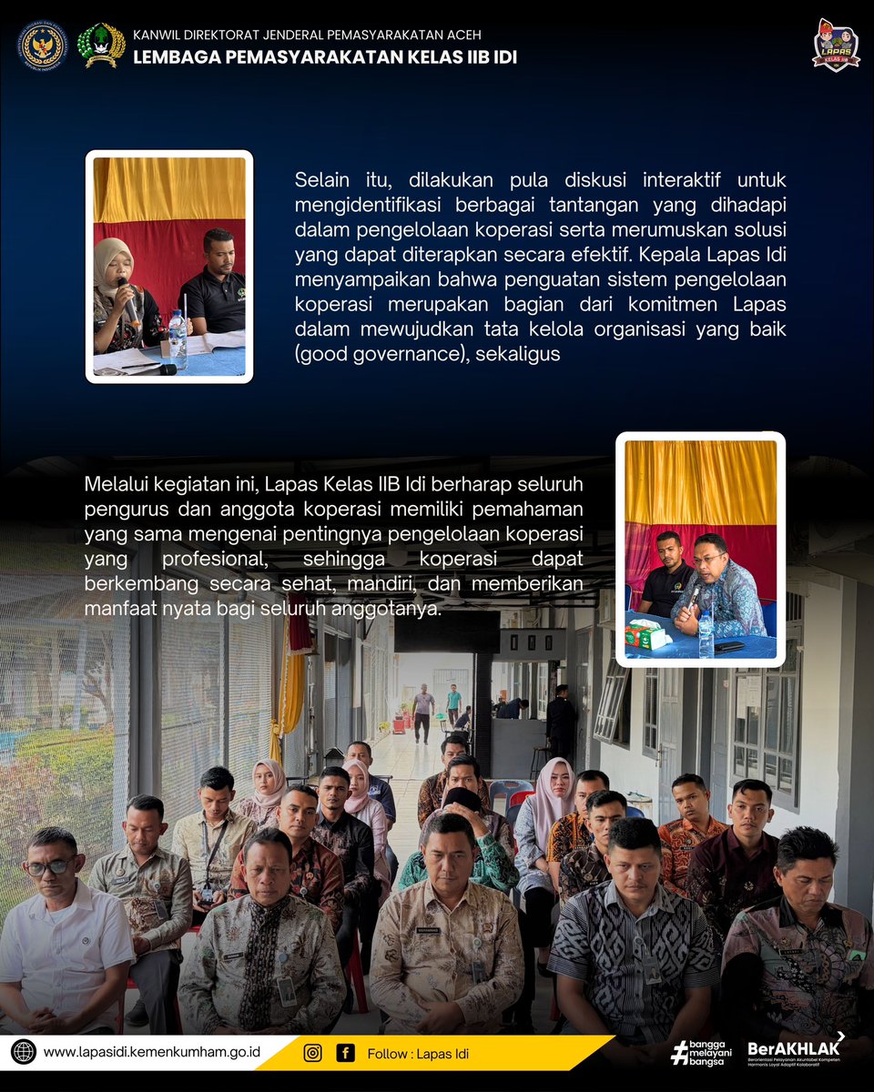 lapas_idi's tweet photo. Penguatan Sistem Pengelolaan Koperasi, Lapas Idi Laksanakan Rapat Bersama Seluruh Anggota

#Kemenimipas
#Ditjenpas
#Kanwilaceh
#Lapasidi https://t.co/i6Fwtw4QKX