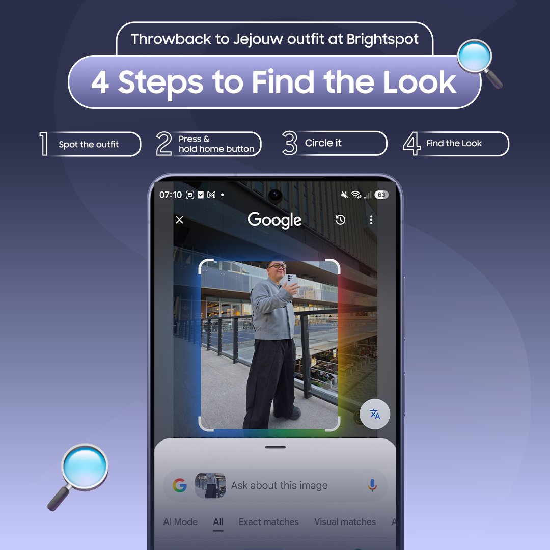 nur_R8's tweet photo. @samsungID Throwback to Find the Look ala Jejouw at Brightspot. 4 steps #CircletoSearchwithGoogle bisa dapetin detail outfit kece, jadi super easy 😍✨️ #CircletoThrowback #GalaxyS26 Series 💙 https://t.co/0YM87HkuBi