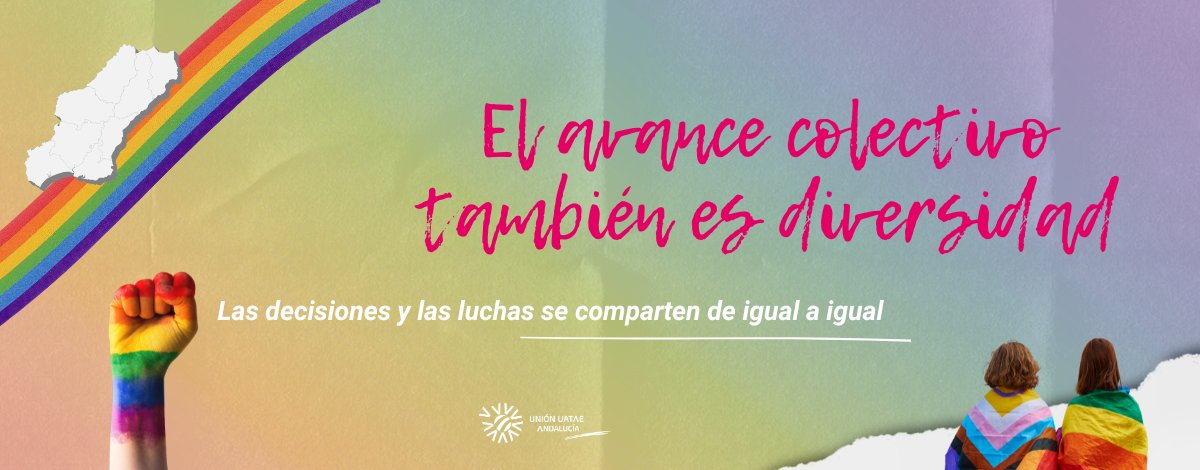union_andalucia's tweet photo. Con motivo del #DíaDelOrgullo,  reafirmamos nuestro compromiso incondicional con la comunidad LGTBI+  de seguir empujando, de forma colectiva y solidaria, para que Andalucía sea un referente de convivencia, respeto y orgullo de su diversidad

❤️🧡💛💚💙💜 https://t.co/jXq5ysqKxu https://t.co/ToYJ5CzvoM