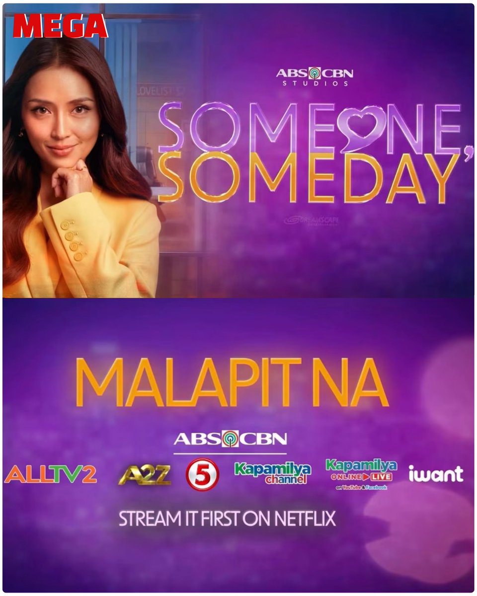 MegaKapamilya's tweet photo. KATHRYN, MAGPAPASABOG NA SA IBA’T IBANG CHANNEL! ✨

Mapapanood na si Kathryn Bernardo sa upcoming feel good series na "Someone Someday." 

Ipapalabas ito sa ABS-CBN, AllTV2, A2Z, TV5, Kapamilya Channel, Kapamilya Online Live, at iWant. Una rin itong mapapanood sa Netflix.

#MEGAkapamilya #KathrynBernardo