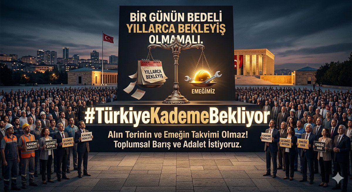 mstayar's tweet photo. Bir günün, bir ayın bedeli yıllarca süren bir bekleyiş olmamalı‼️

Çalışma hayatında toplumsal barış ve adalet istiyorsanız, hakkı ötelenen milyonların sesine kulak vermek zorundasınız‼️

Alın terinin ve emeğin takvimi olmaz‼️⚖️

@EmadDernegi 
#TürkiyeKademeBekliyor https://t.co/PkQkvsq3Fp