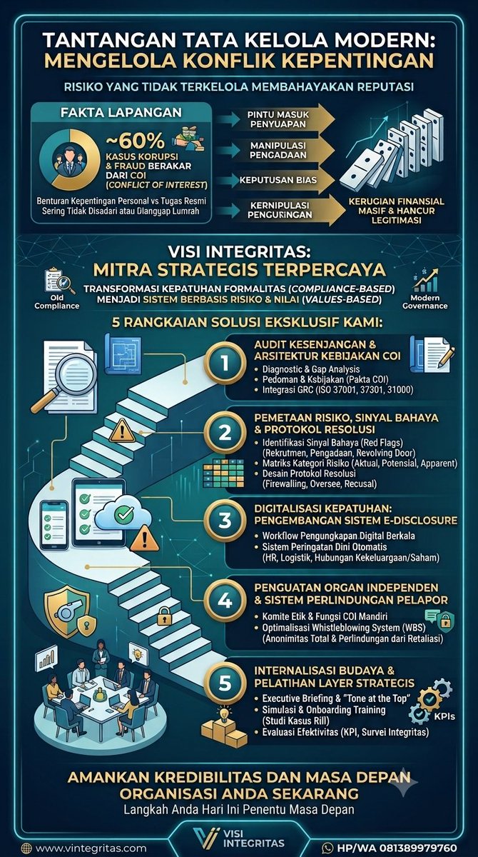 VisiIntegritas's tweet photo. Menu Program Pengelolaan Konflik Kepentingan (COI) untuk Keberlanjutan Organisasi. Hubungi kami untuk informasi lebih lanjut! Visi Integritas HP/WA 081389979760 https://t.co/Kmor3sI0Zw