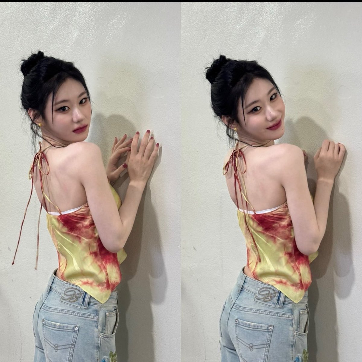 cheryeoung's tweet photo. <me in a tie-dye haze .. 🕊️🪷 sudden urge to just run outside and soak up every single drop of this summer heat. this backless top was made for chasing the sun and having a little too much fun. https://t.co/PtfyU2acAi