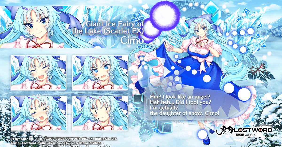 touhouLW_Global's tweet photo. Hi friends,

Maintenance is over, which means our Strongest Mastermind?! EX Festival featuring Cirno (A6&amp;) is now available!✨

#touhouLW https://t.co/Y0XroOUWsd