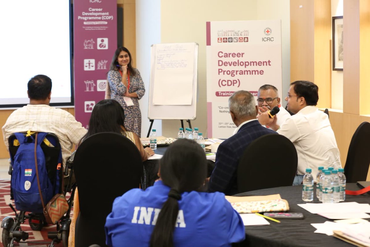 ICRC_nd's tweet photo. Advancing voices through inclusive opportunities! From June 22-25, @ICRC_nd organized a Career Development Programme (CDP) Training of Trainers (ToT) in New Delhi, promoting social inclusion and equal workplace access for persons with disabilities (PwDs). https://t.co/SBvBwU0vo2