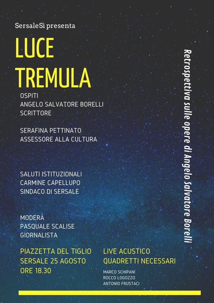 CalaCalabria's tweet photo. A Sersale, una serata tra letteratura, memoria e musica: “Luce tremula”, retrospettiva sulle opere di Angelo Salvatore Borelli.

L’incontro, moderato dal giornalista Pasquale Scalise, ha unito parole, suggestioni e live acustico dei Quadretti Necessari. https://t.co/OFnnrCcCOn