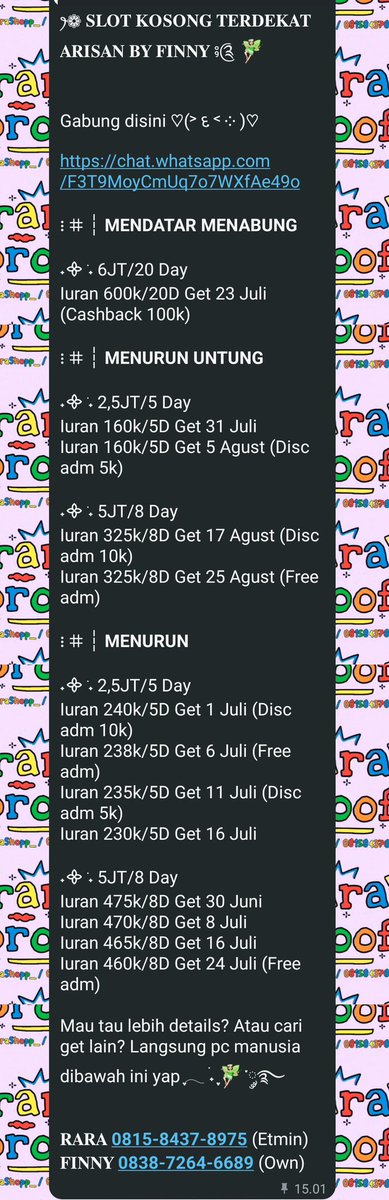 arsbyfinny's tweet photo. Arisan finny avail slot untung dan slot nabung (ada cashback jdi Untung) 🤩 cocok bnget buat yg mau nabung 🙆🏻‍♀️ di take yukk cek detail lengkap nya bisa pc dibio yaa 🫰🏻🫰🏻 

Join yu https://t.co/burvFFgsEa

#zonauang #zonaba #zonajajan #arisan #zonaduit https://t.co/IuzVzJ2Xbq