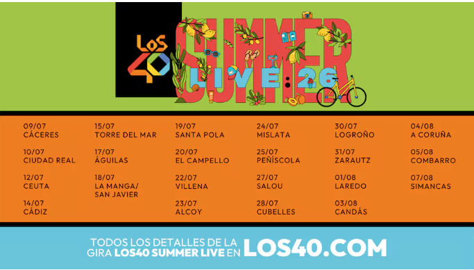 AytoSimancas's tweet photo. 🎶 Simancas se convierte de nuevo en parada de @LOS40 Summer Live y este año cerrará la gira 2026.
📅 7 de agosto
📍Los Pinos
🎤 Naiara, Depol, Enol, Chema Rivas, Pikete, AWY, Daniela Blasco y Michael Foster
🎧 DJ set: David Álvarez
👉  https://t.co/HgShQ9Dmcl https://t.co/aaavBpxsjl