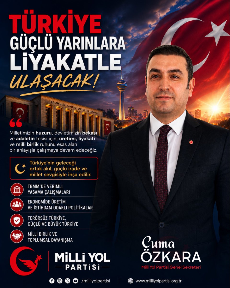cumaozkara38's tweet photo. Terörle Mücadele edip teröristlerin kökünü kazıyarak Terörüz Güçlü ve Büyük Türkiye yaratmak 
Milletimizin huzuru, devletimizin bekası ve adaletin tesisi için; üretimi, liyakati ve milli birlik ruhunu esas alan bir anlayışla çalışmaya devam edeceğiz.
TÜRKİYE GÜÇLÜ YARINLARA LİYAKATLE
ULAŞACAK!
CUMA ÖZKARA 
Milli Yol Partisi Genel Sekreteri