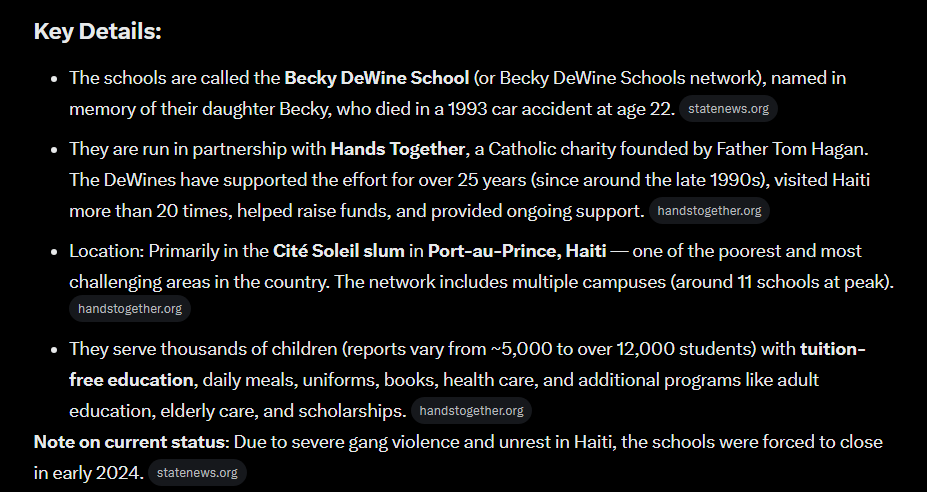 Sudden23Death's tweet photo. @OcrazioCornPop @MikeDeWine This tiny man-clit opened (tuition free) schools &amp; immigration aid centers in Haiti with their (wife...always the spouse) "catholic charity" funded by NGOs with our tax dollars... YOU REALLY THINK THIS POS is for helping taxpayers? note when they closed the schools https://t.co/njYxGHJigW