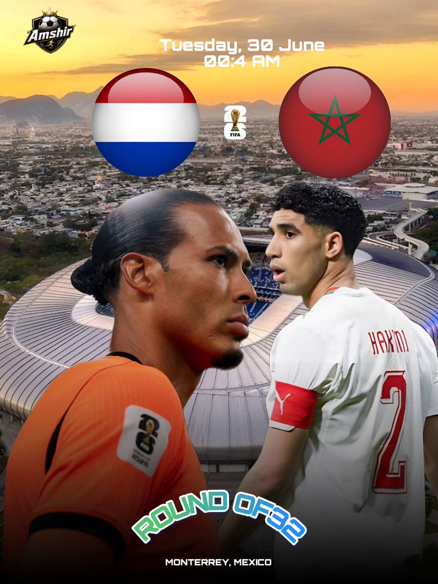 AmsherFootball's tweet photo. 🇲🇦🔥 قمة نارية في انتظار أسود الأطلس!
يصطدم منتخب المغرب بنظيره منتخب هولندا في دور الـ32 من كأس العالم، في مواجهة مرتقبة يسعى خلالها أسود الأطلس لمواصلة مشوارهم نحو المجد العالمي. 🏆⚽🔥
#المغرب 🇲🇦
#هولندا 🇳🇱
#كأس_العالم 🏆 https://t.co/TUHBgKvM3W