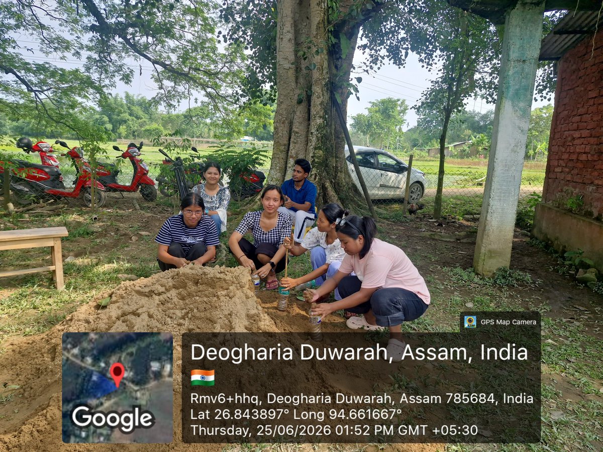 nss_rdguwahati's tweet photo. NSS team SPP College, Namti, Assam  organized a Waste to Wealth Awareness Campaign during the Special Camp at adopted village. Volunteers turned plastic bottles into an eco-brick bench, promoting sustainability @_NSSIndia @YASMinistry @mansukhmandviya @khadseraksha @MYBharatHQ https://t.co/xTwIWNPlMD