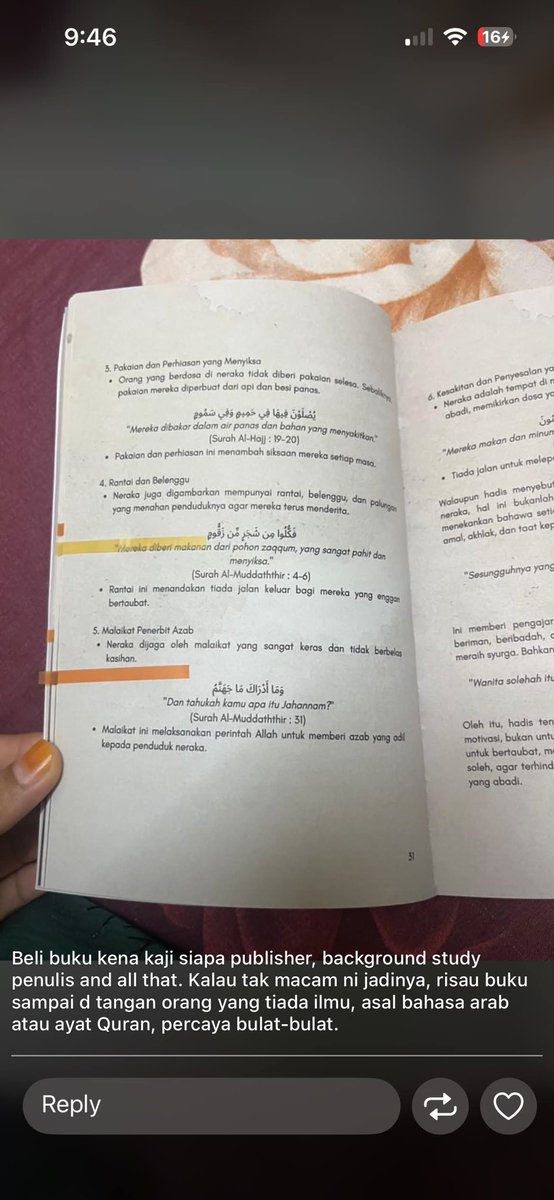 sarramonez's tweet photo. @hidup_sihat Buku ni. Banyak ayat quran tak wujud &amp; hadis palsu. https://t.co/aEF53Fnj23