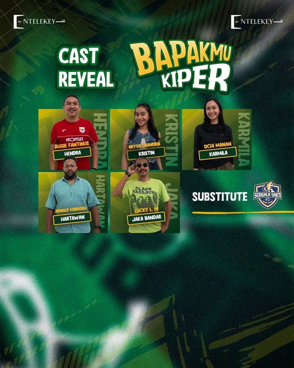 tvindonesiawkwk's tweet photo. Film komedi Bapakmu Kiper bakal ngangkat cerita tentang turnamen tarkam yang malah mempertemukan lagi seorang anak dengan ayahnya yang selama ini dia salahkan atas kematian ibunya

Pas tim Dino direbut jelang final, sang ayah turun tangan membentuk tim veteran dengan segala keterbatasannya

Disutradarai Ody C. Harahap dan segera tayang di bioskop Indonesia tahun ini