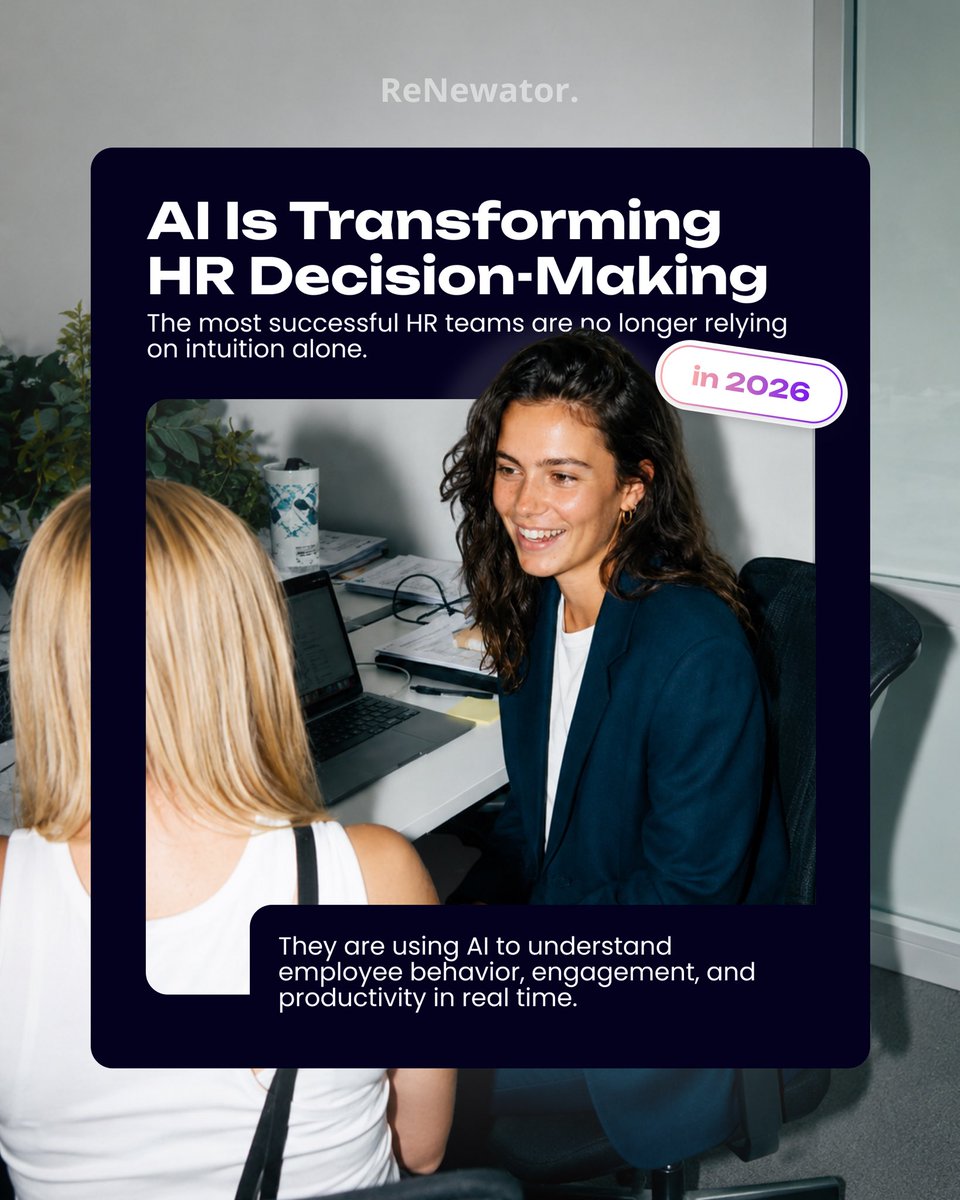 ReNewatorcom's tweet photo. The future of HR is data-driven.

Swipe to see how AI is transforming workforce management in 2026. https://t.co/q83C19mVbc