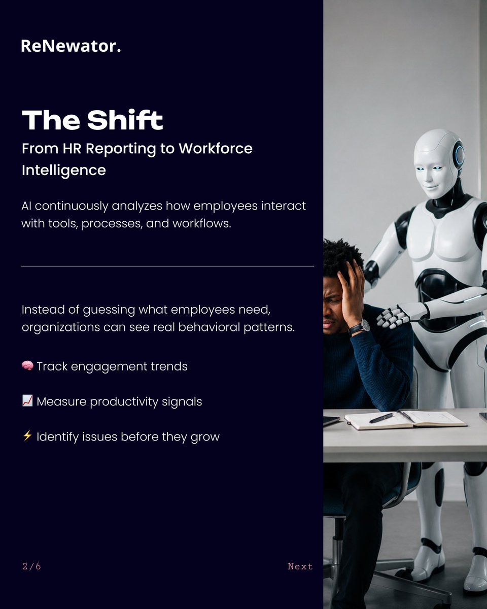 ReNewatorcom's tweet photo. The future of HR is data-driven.

Swipe to see how AI is transforming workforce management in 2026. https://t.co/q83C19mVbc
