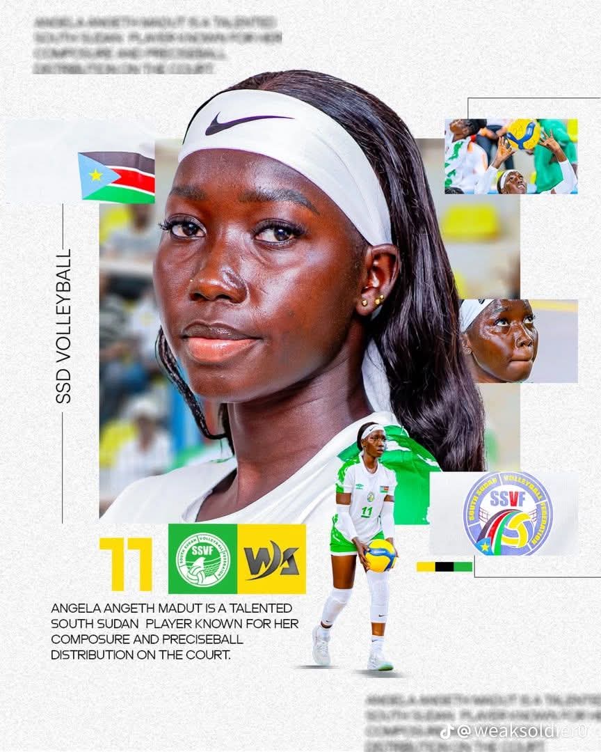 SouthSudanAds's tweet photo. Angela Angeth Madut Ayii captains South Sudanโs womenโs volleyball team. Talented, calm under pressure, and precise with her ball distribution, she is a truly composed leader on the court. #TeamSouthSudan #TeamAfrica https://t.co/485NAswguX