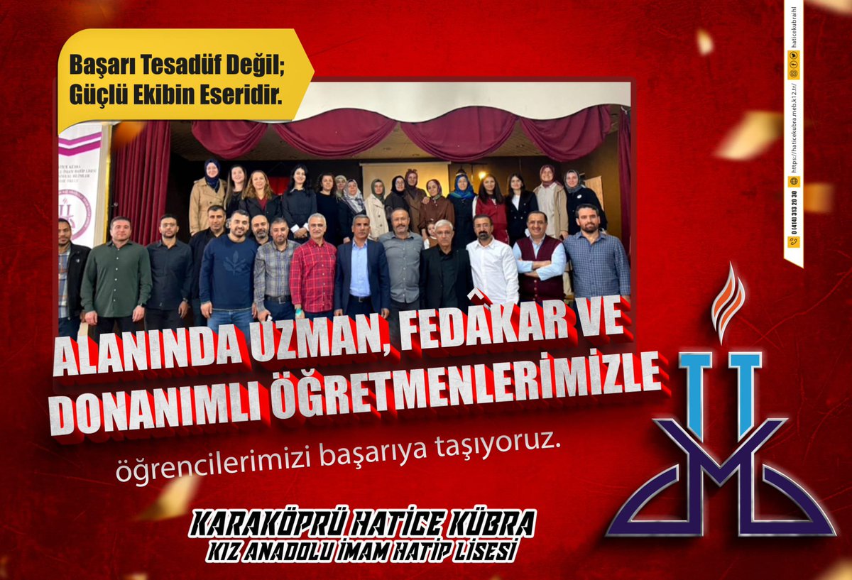 haticekubrafen's tweet photo. Kıymetli öğretmenlerimiz;
Öğrencilerinizin akademik ve ahlaki gelişimleri için yıl boyunca göstermiş olduğunuz özverili çalışmalarınızdan dolayı sizlere teşekkür ediyoruz.
Başarı tesadüf değil;
Güçlü ekibin eseridir.
@meb_dinogretimi @sanliurfammem63 https://t.co/frpe9vcaIO