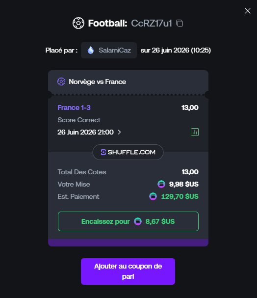 SalamiCaz's tweet photo. 🇫🇷 FRANCE vs NORVÈGE TONIGHT! 🇳🇴

💸 $300 GIVEAWAY 💸
(3 winners of $100 each)

To enter:

Sign up through my link: https://t.co/l8nkqhNudx

✅ Like & Repost ❤️🔄
⚠️Include your Bet ID
✅ Comment your score prediction

Good luck everyone! ⚽🔥

#FranceVsNorway #Giveaway #WorldCup #Shuffle #SportsBetting #EarlyPayout