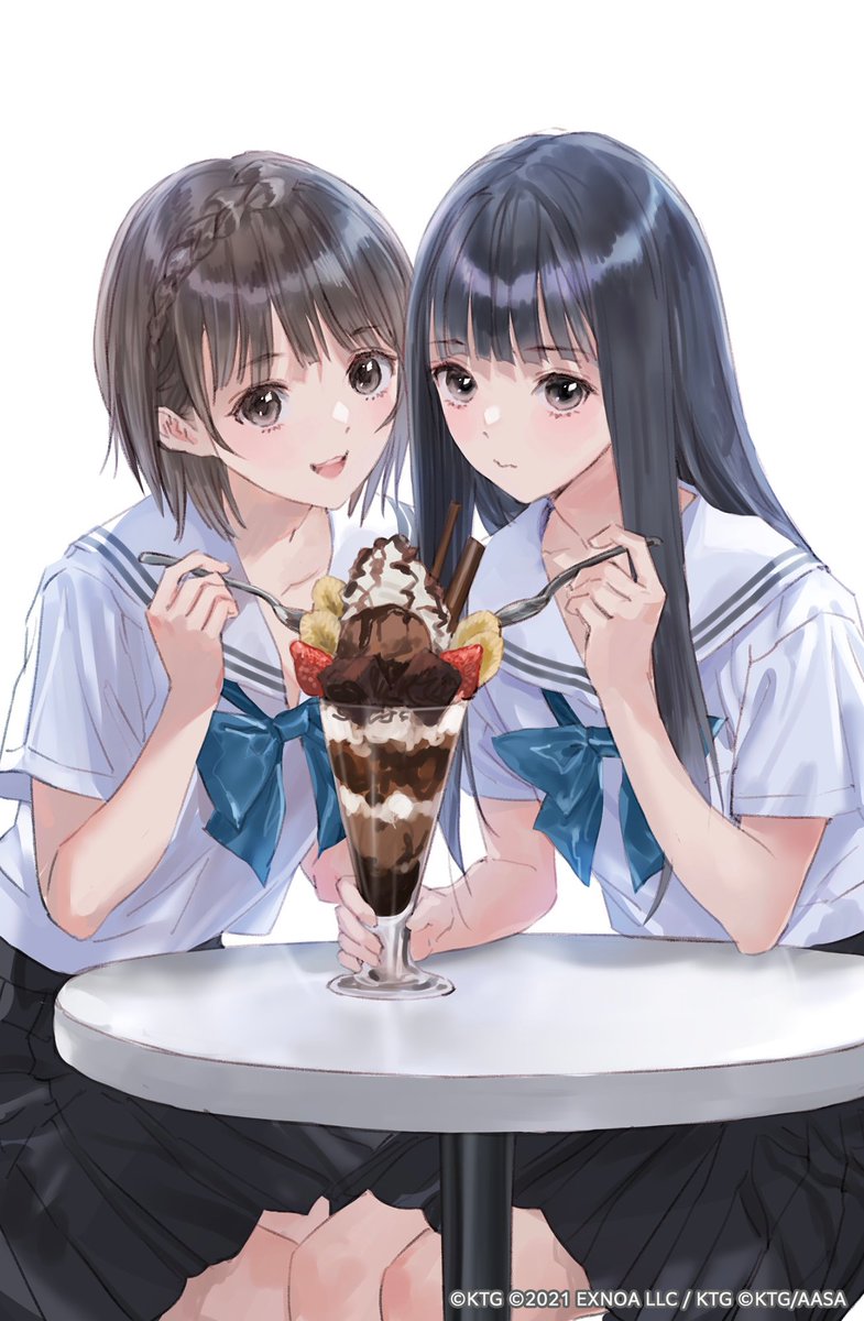BR_general_info's tweet photo. 今日は #パフェの日 ✨

チョコパフェを仲良くシェアする陽桜莉と瑠夏を、
岸田メルさんの描き下ろしイラストでお届け🎨
みなさんも今日のデザートは、パフェにしてみませんか？🍨

7/30発売 #ブルリフQ はただいまプレオーダー実施中♪

▼詳細はこちらをチェック❣
https://t.co/rCOKcC0Y2g https://t.co/WRgEBOUDoe