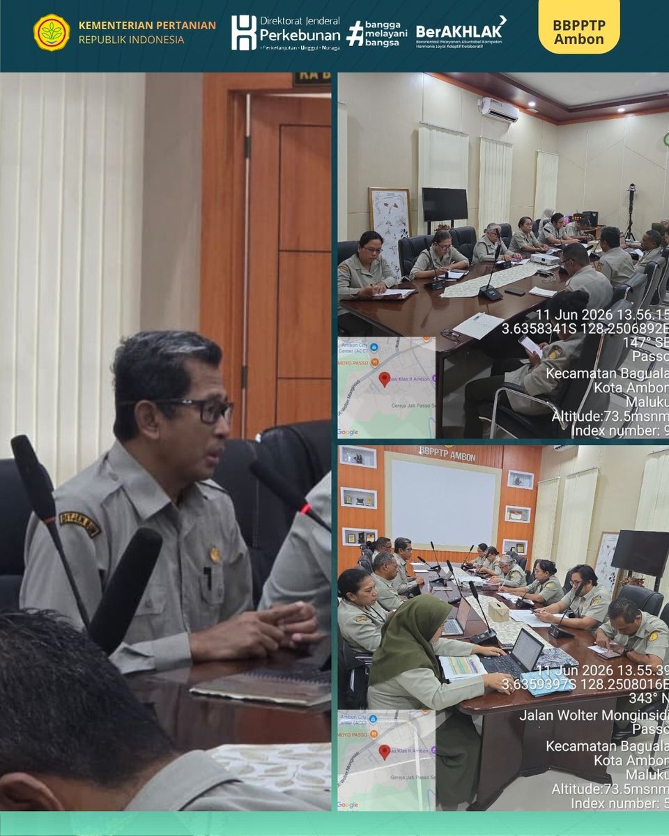 BbpptpAmbon's tweet photo. Rakor internal BBPPTP Ambon mengevaluasi kinerja 2026 dengan capaian anggaran 49,69%. Kepala Balai instruksikan percepatan bantuan pemerintah, penguatan sinergi mitra, dan mitigasi risiko penyaluran benih di lapangan. https://t.co/jEPVN26Yln