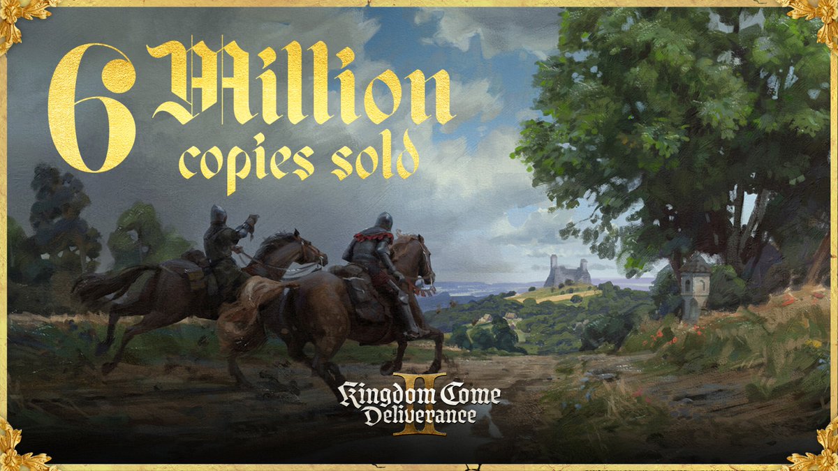SirTobi28's tweet photo. That's more than 17 million copies of Kingdom Come: Deliverance I &amp; II sold combined. 😱 https://t.co/I8dlsxn76V