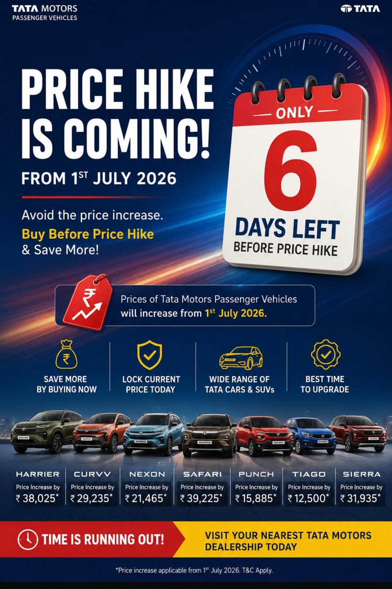 boselella's tweet photo. I booked my #PunchEV on 6 Apr 2026 and still haven’t received vehicle allocation. Customers who booked later have already taken delivery. Now I’m being asked to pay the July price hike due to delays beyond my control. Kindly honor the booking price for all customers waiting https://t.co/huACvuDIOu