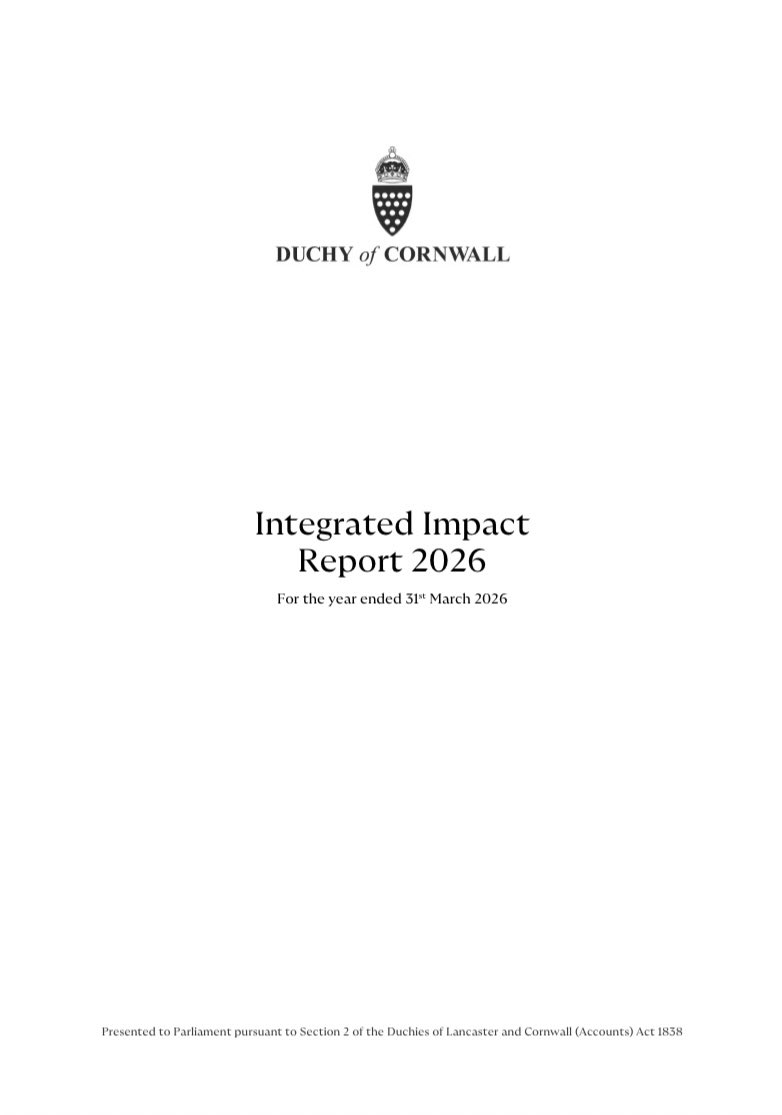 tokkianami's tweet photo. The Duchy of Cornwall has today published its 2026 Integrated Impact Report for the fiscal year ending 31 March 2026.

The report confirms a £500m commitment over the next decade to invest in the communities and landscapes the Duchy serves, supporting work across housing, local economies, nature recovery, net zero, renewable energy and long-term estate resilience.

It highlights a year of delivery across housing, nature recovery, farming, net zero and local economies, including the first homes created to directly address homelessness in Nansledan, a resolution to grant planning approval for South East Faversham and the Duchy’s first net zero Focus Farm. 

Alongside publication of this report, the Duke of Cornwall has announced that £1.5m a year in Dartmoor Prison rent will now be redirected to support Princetown and the local area impacted by the closure, with Dartmoor being one of five heartlands identified in the new strategy.

The full report is accessible at https://t.co/V4zOWxDXAz