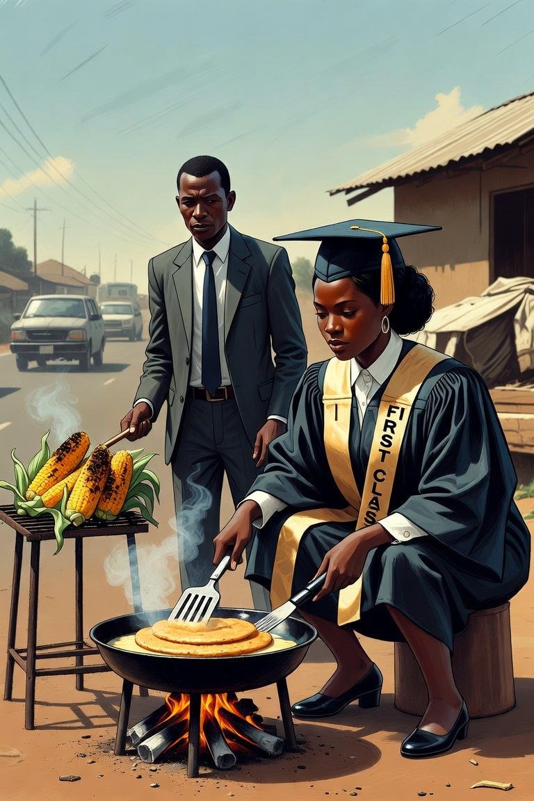 Ifyblaze22's tweet photo. The First Lady of Nigeria, Oluremi Tinubu has urged Nigerian youths to start frying akara and roasting corn after graduation.

😂 😂 https://t.co/VoCV6pDKMG