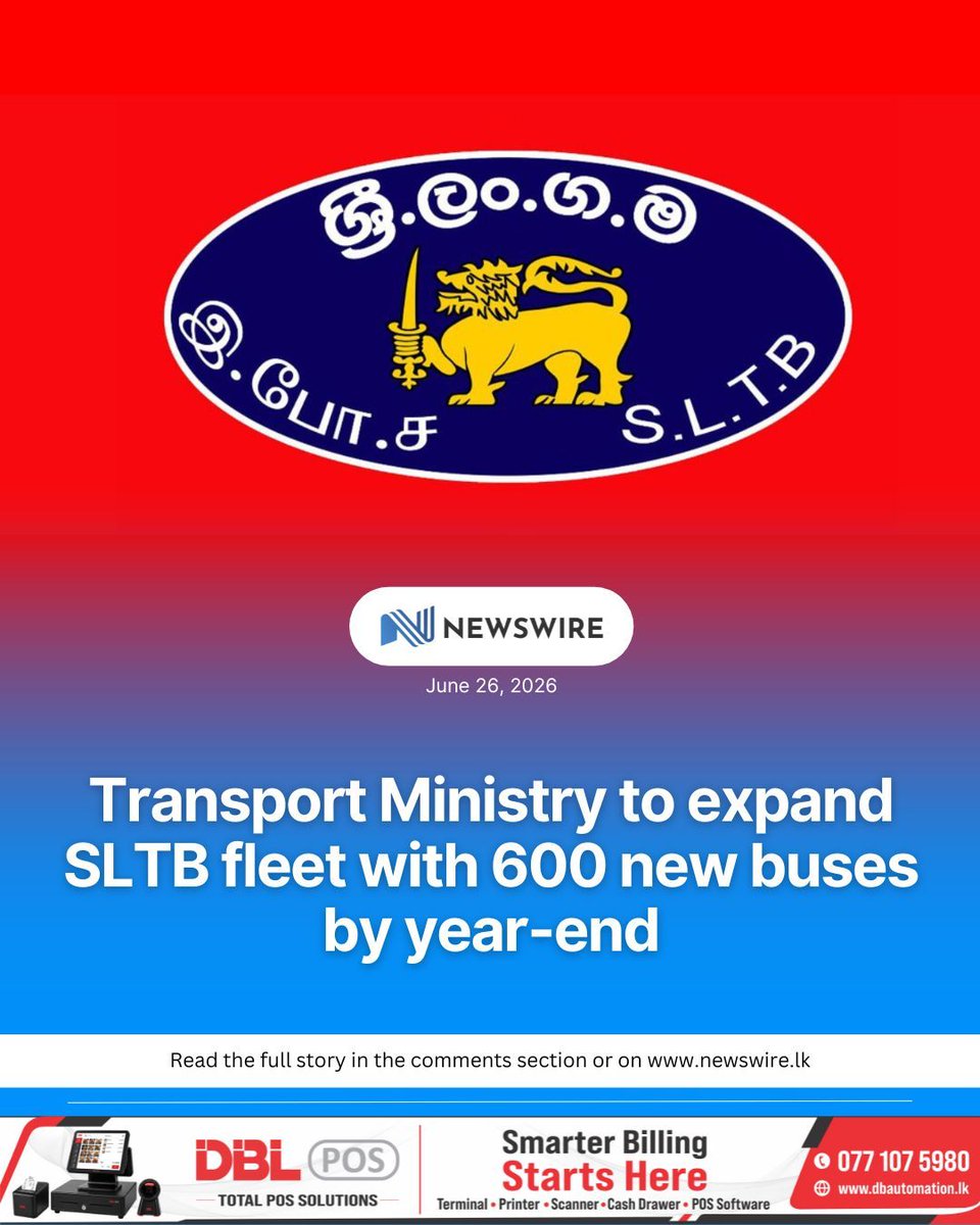 NewsWireLK's tweet photo. The Transport and Highways Ministry has announced plans to import 600 buses for the SLTB fleet by December, including 200 luxury coaches for expressways and 400 standard buses for regular routes. In addition, 104 newly procured Metro buses are due to arrive by August 15, fitted with card‑based fare systems and set to enter service by September 20. 

D: https://t.co/GbnuwsVC78