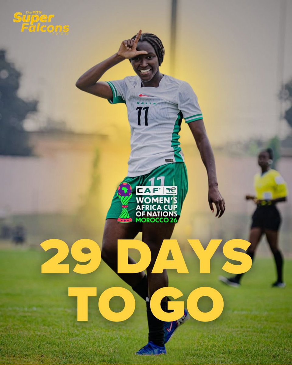 Superfalconshow's tweet photo. 29 days to go!!!

#TheMTNSuperFalconsShow #ThisIsNaija #WhereFootballLives https://t.co/kYU2N46VPF