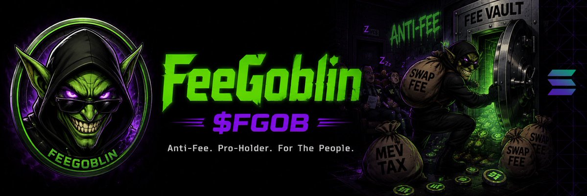 FeeGoblin0's tweet photo. @solana @solana_sailor @solflare @solanamobile @sunrisedefi @Collector_roll @PercolatorTrade @EasyA_Kickstart @SolanaFloor @world_xyz @toly "I Steal Fees So Holders Don't Have To Pay"
Traditional tax breakdown 👇 Swap fee: 0.85% LP fee: 0.30% Protocol fee: 0.25% MEV tax: 0.50% $FGOB fee: 0.00% 💥 BOOM. $FGOB https://t.co/koerP7O7fP