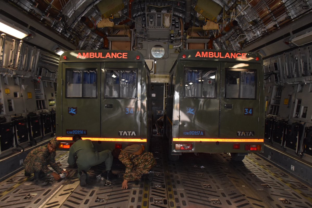 ShivAroor's tweet photo. India launches Operation Amistad for earthquake-hit Venezuela. 2 IAF C-17s are en route with a 41-member Indian Army medical team from 60 Para Field Hospital + 6 tonnes of relief supplies and a BHISHM Cube modular field hospital capable of treating up to 200 patients. https://t.co/CzwtbxBYiv