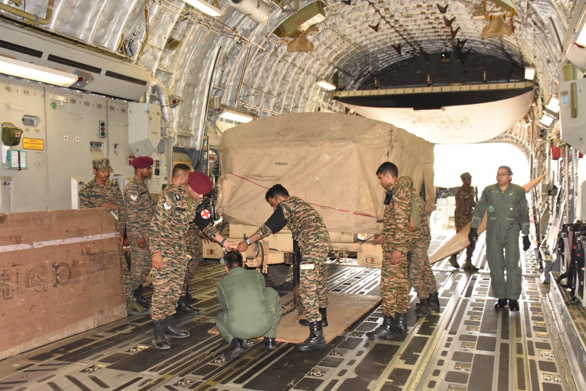 ShivAroor's tweet photo. India launches Operation Amistad for earthquake-hit Venezuela. 2 IAF C-17s are en route with a 41-member Indian Army medical team from 60 Para Field Hospital + 6 tonnes of relief supplies and a BHISHM Cube modular field hospital capable of treating up to 200 patients. https://t.co/CzwtbxBYiv