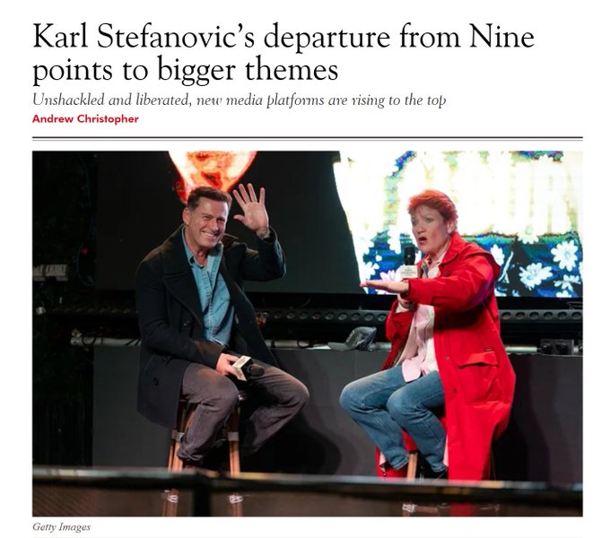 philmupp1's tweet photo. With Channel 9's sacking of overpaid breakfast host Karl Stefanovic the free speech brigade led by Murdoch media are up in arms.These are the same free speech warriors who repeatedly criticize the free speech of others in society. Hypocrites are us ! https://t.co/PMzsJCFep0