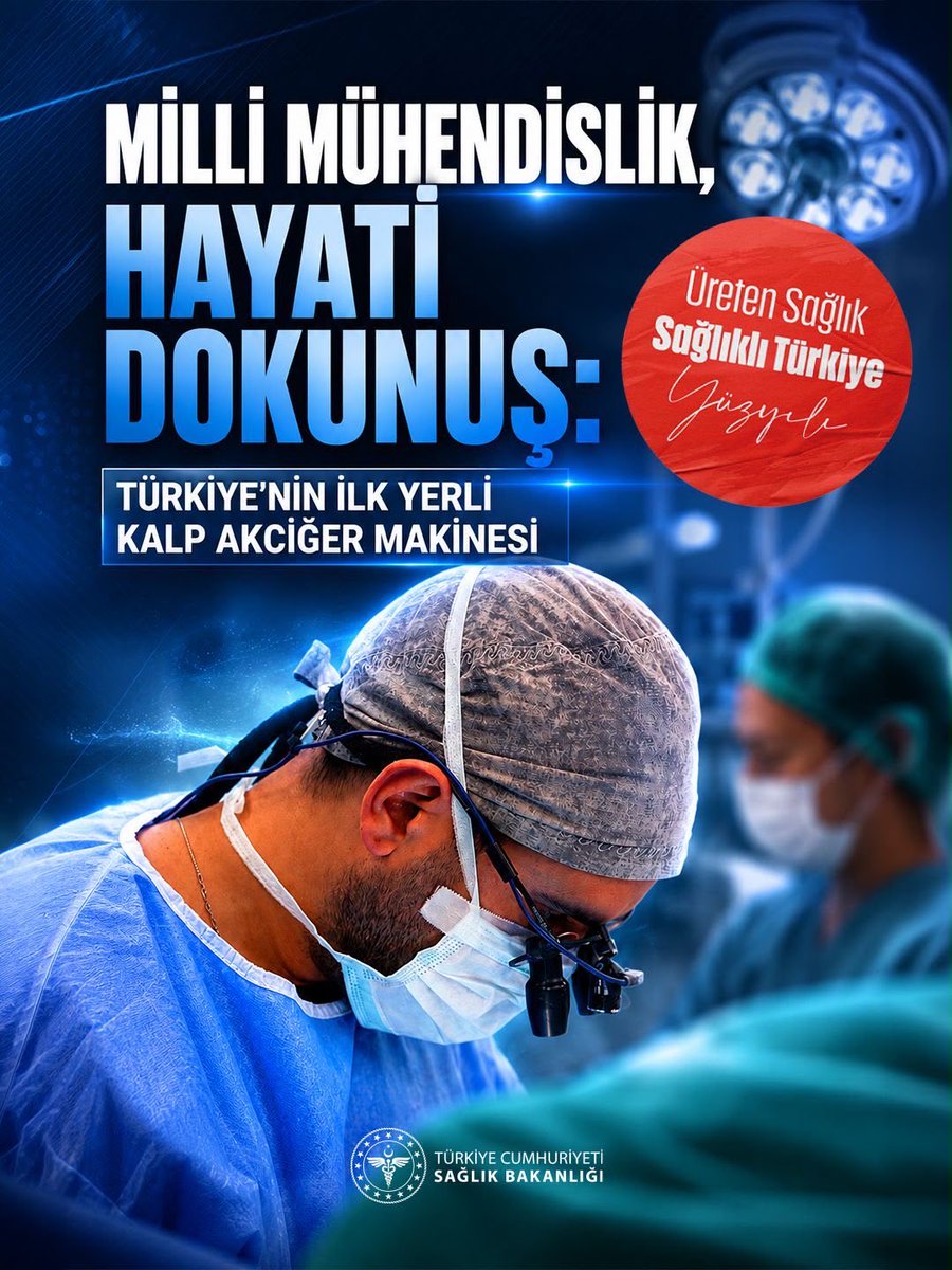 halksagligigm's tweet photo. Sağlık Altyapımızda Yerli ve Millî Güç

Sağlık Bakanlığı ve ASELSAN tarafından geliştirilen yerli ve millî kalp-akciğer makinesi, ilk klinik ameliyatında başarıyla kullanıldı.

Yüksek teknolojiye dayalı sağlık çözümleriyle Türkiye, sağlıkta güçlü altyapısını yerli üretimle daha da ileri taşıyor.

#ÜretenSağlık