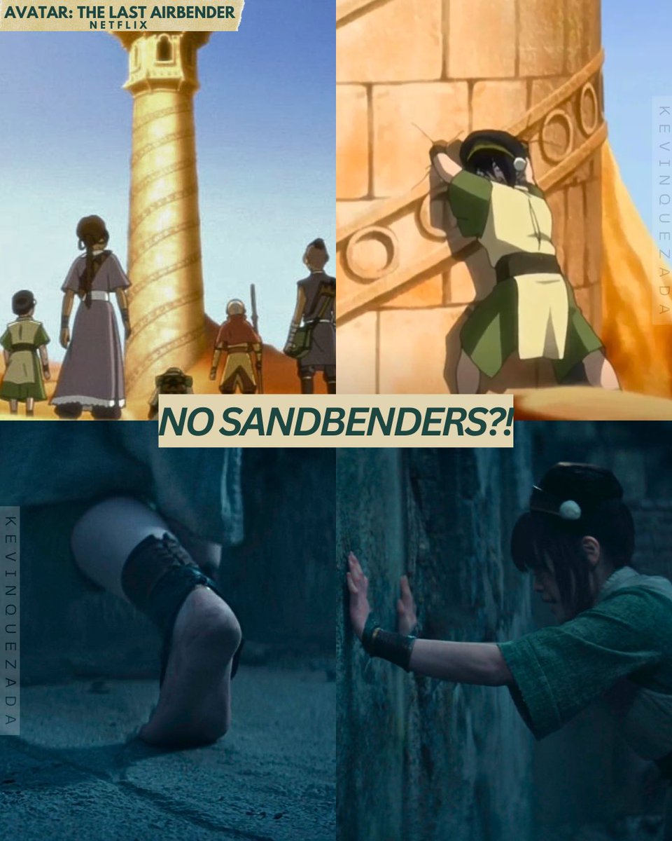 jKevinQuezada's tweet photo. NO SANDBENDING?! ‼️

I can’t lie… I was really expecting the live-action to include the sandbenders and the original desert library journey from Book 2.

Because that episode wasn’t just about finding information about the Fire Nation. This was also the first time we were introduced to SANDBENDING and a completely different style of earthbending.

And that detail mattered because it showed that even though Toph is the greatest earthbender, her skills are built around solid ground.

BUT SAND?? ‼️

Sand moves. Sand shifts. Sand is unpredictable.

Seeing Toph struggle with it was such a great reminder that bending isn’t just about power. It’s about adapting to the environment.

I understand why they changed the story and connected Aang directly to the Spirit World, but I do feel like they lost a chance to show another side of earthbending and the Gaang’s journey through the desert.

📷 AVATAR: The Last Airbender | Netflix

#avatar #atla #hbo #netflix #disney #appletv #kevinquezada #marvel #primevideo #spotify #fblifestyle