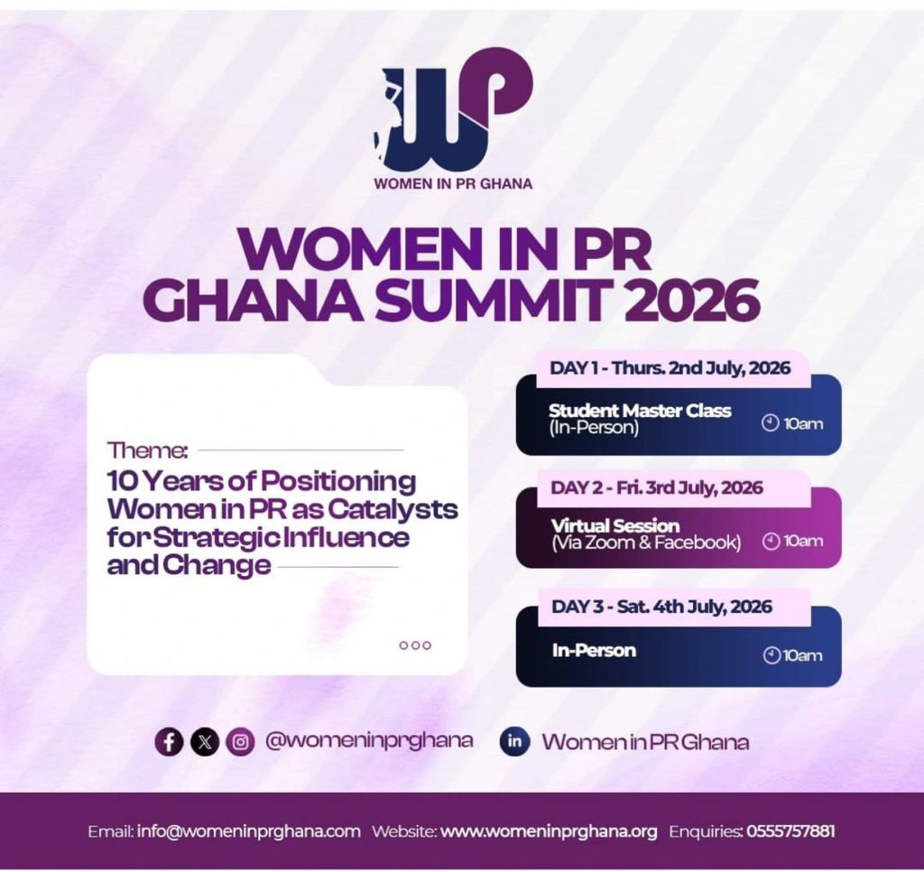 PRWF_Global's tweet photo. As @womeninprghana prepares for its milestone 10th Summit, we celebrate not only this incredible achievement but also the lasting legacy of leadership, collaboration, and excellence the organization represents. 

#WomenInPRGhana #PMCGlobal #PublicRelations #AfricaPR https://t.co/mD2BevmciR
